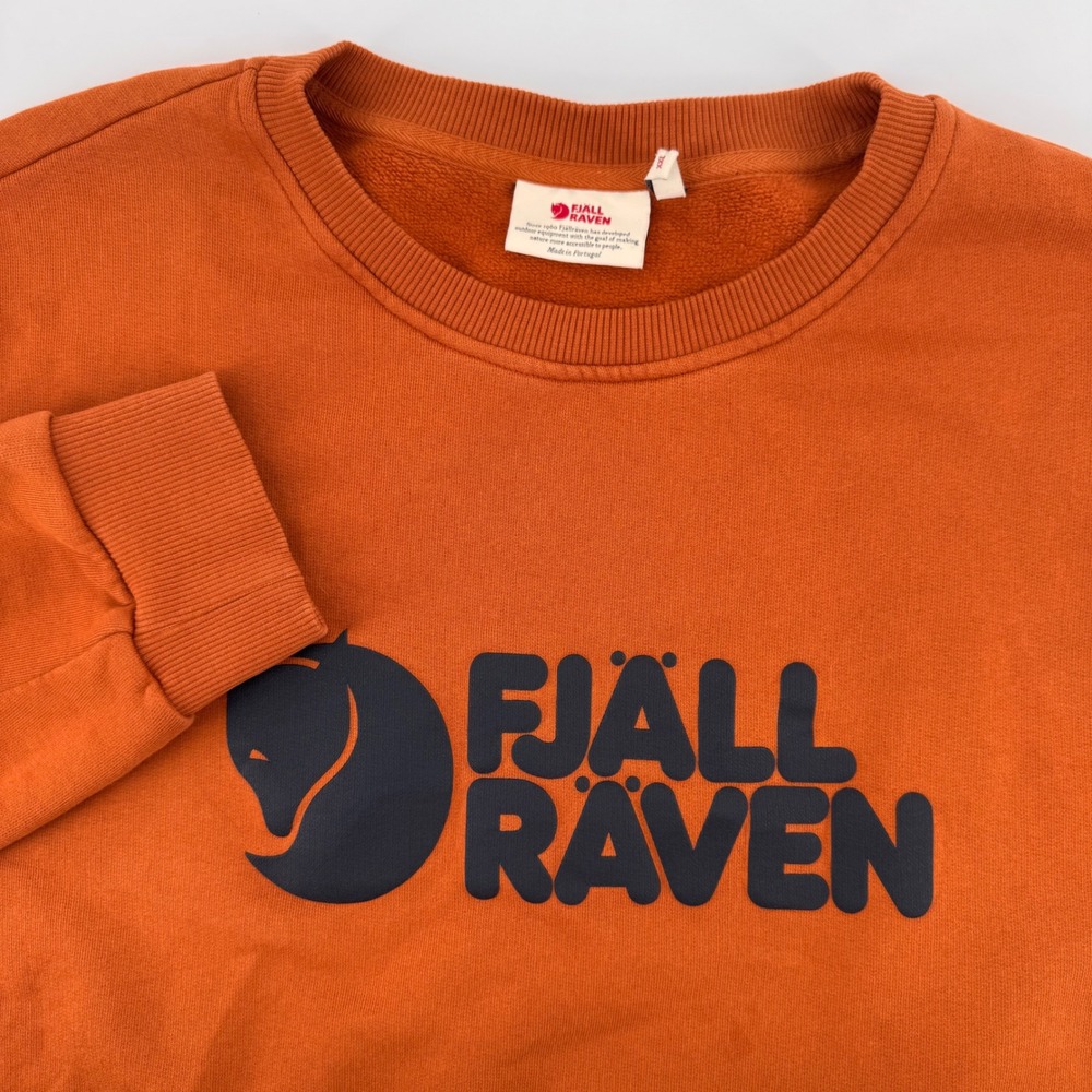 Fjallraven Sweatshirt Mens XXL Orange Logo Crewneck Pullover Cotton Portugal